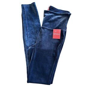 NWT Spanx Velvet Shaping Leggings Navy Blue Size Small Comfort Stretch Office